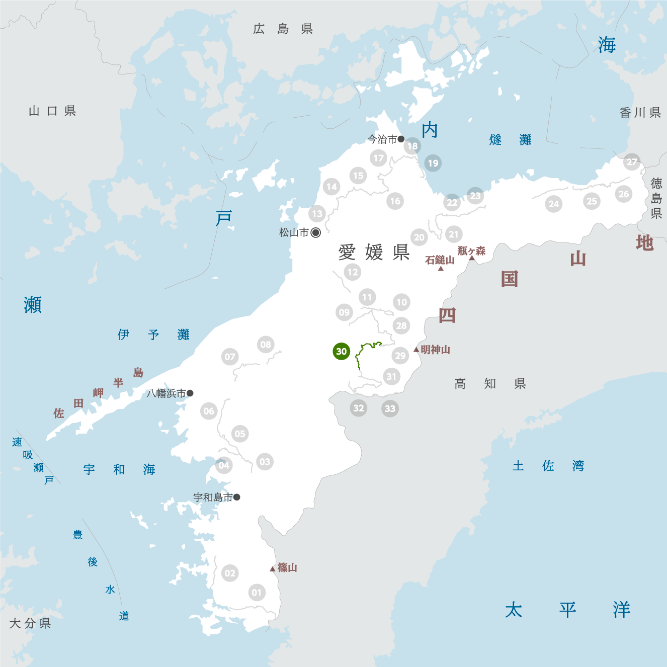 愛媛県の地図