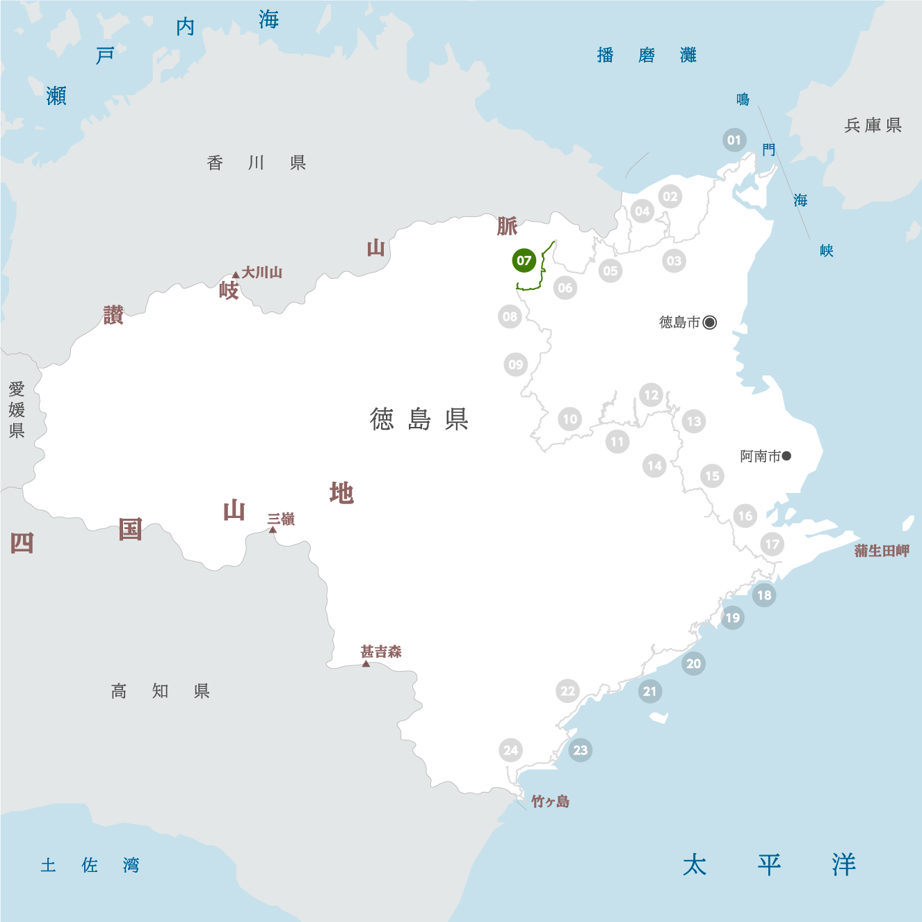 徳島県の地図