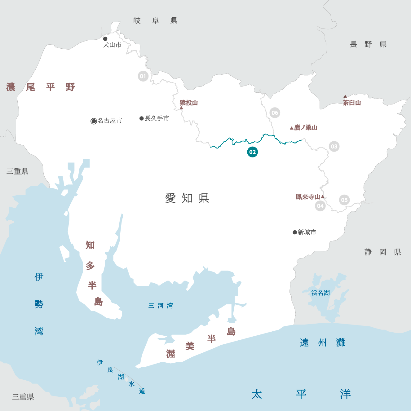 愛知県の地図