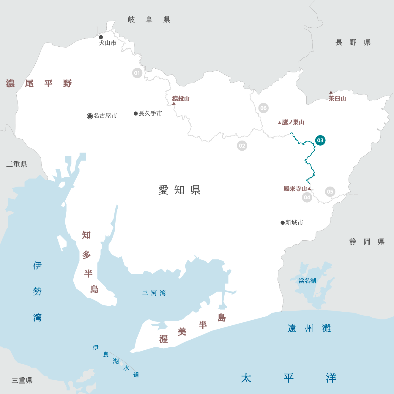 愛知県の地図