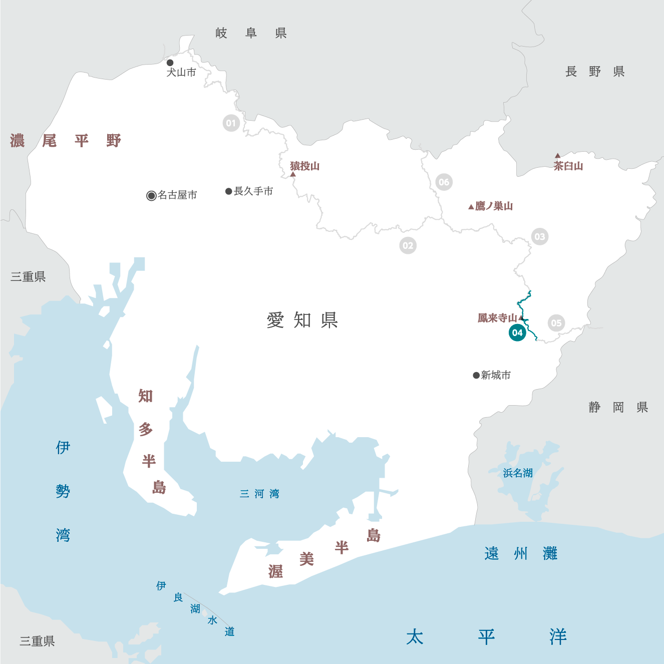 愛知県の地図