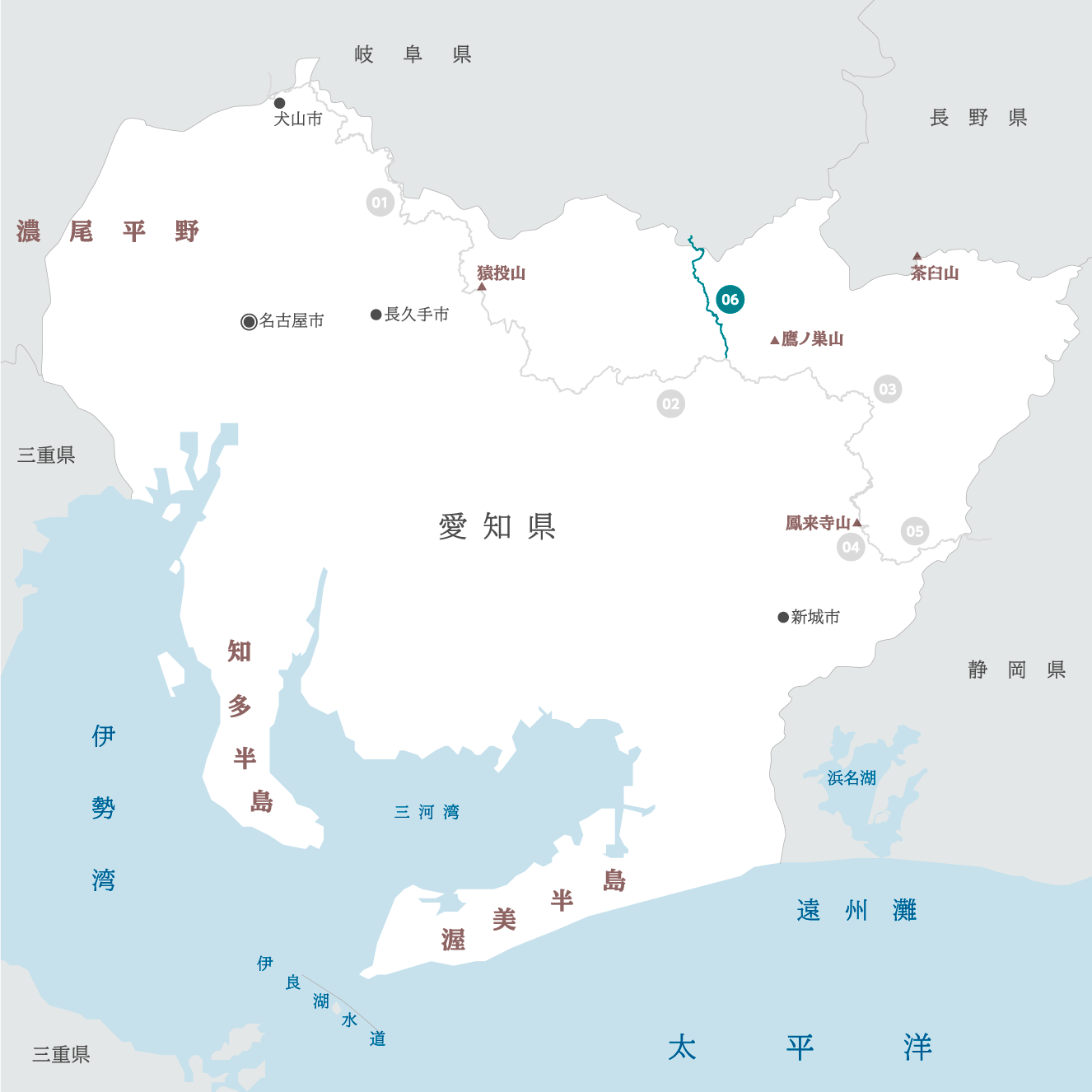 愛知県の地図