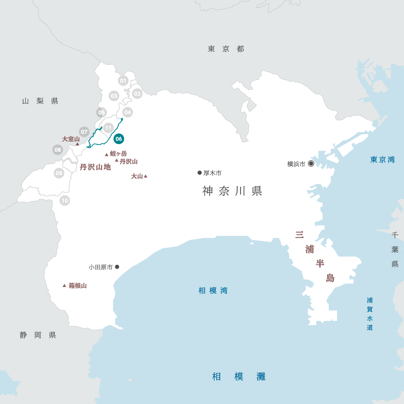 神奈川県の地図