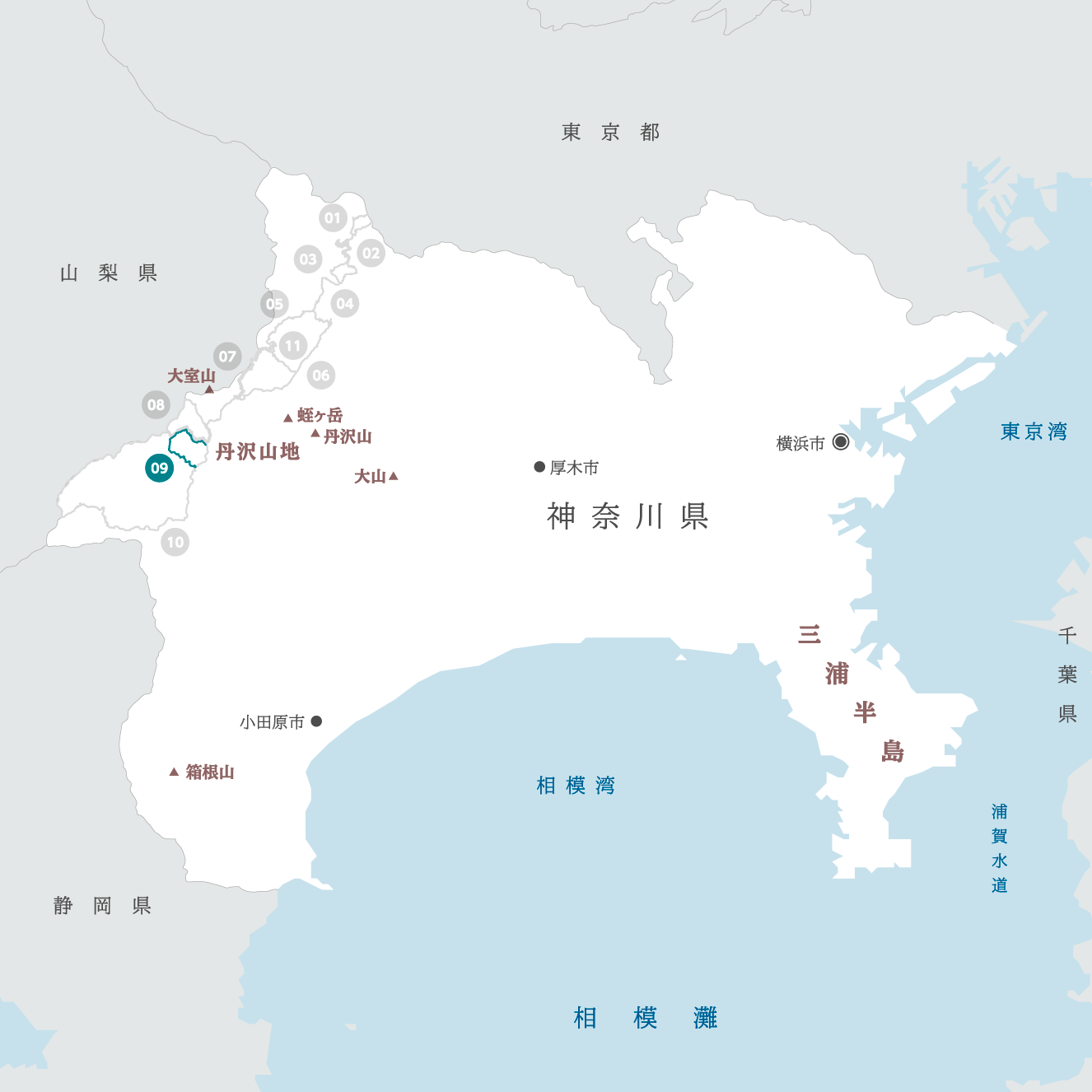 神奈川県の地図