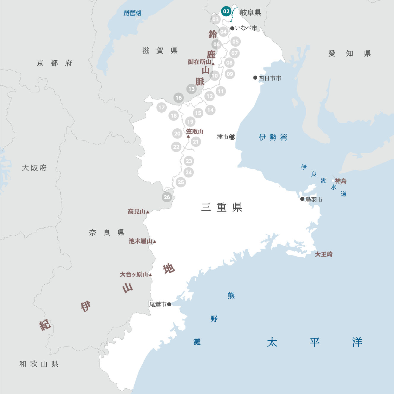 三重県の地図