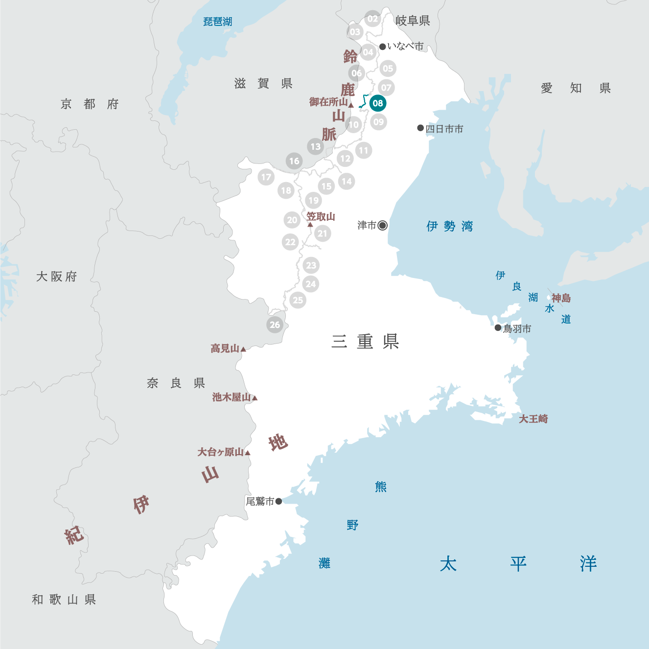 三重県の地図