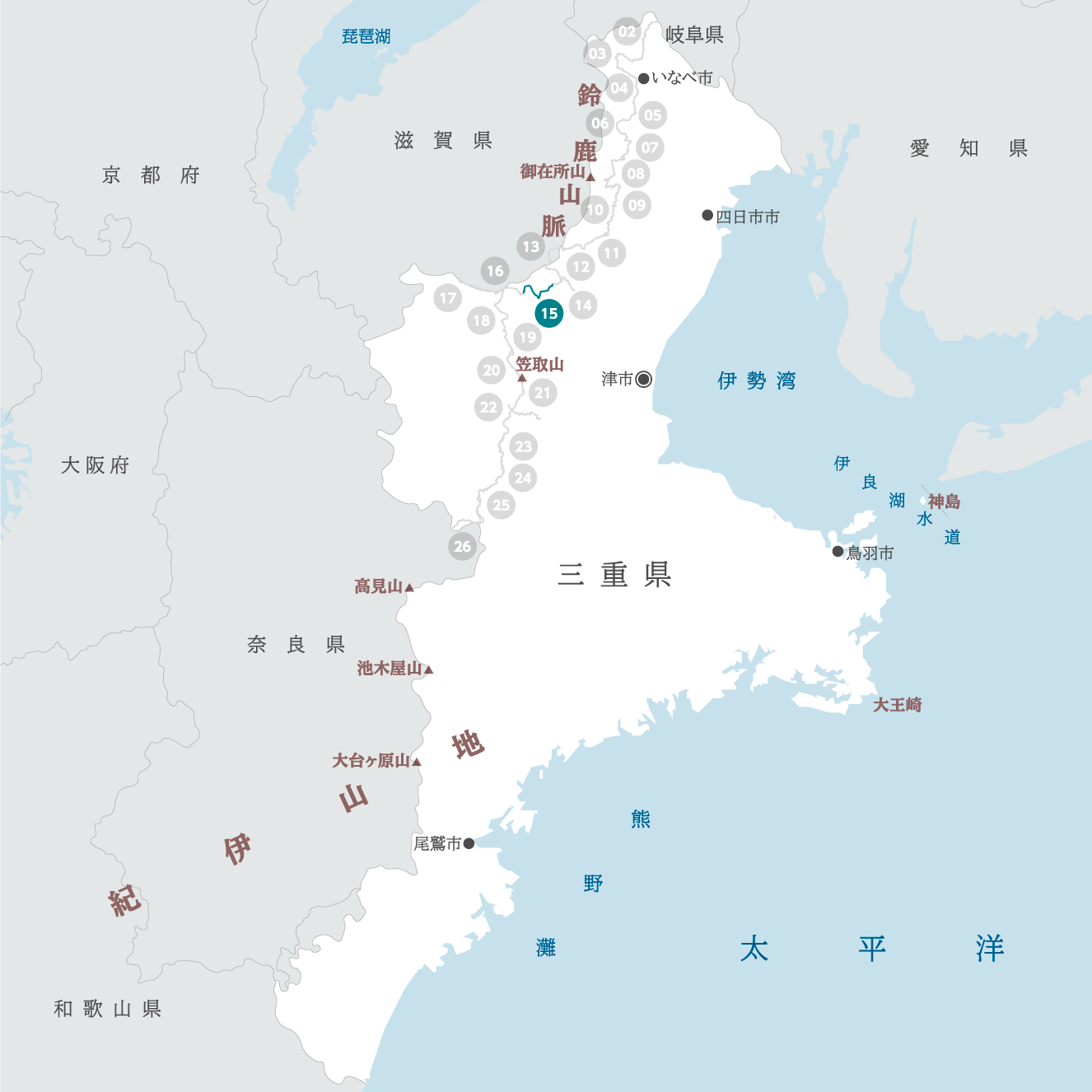 三重県の地図