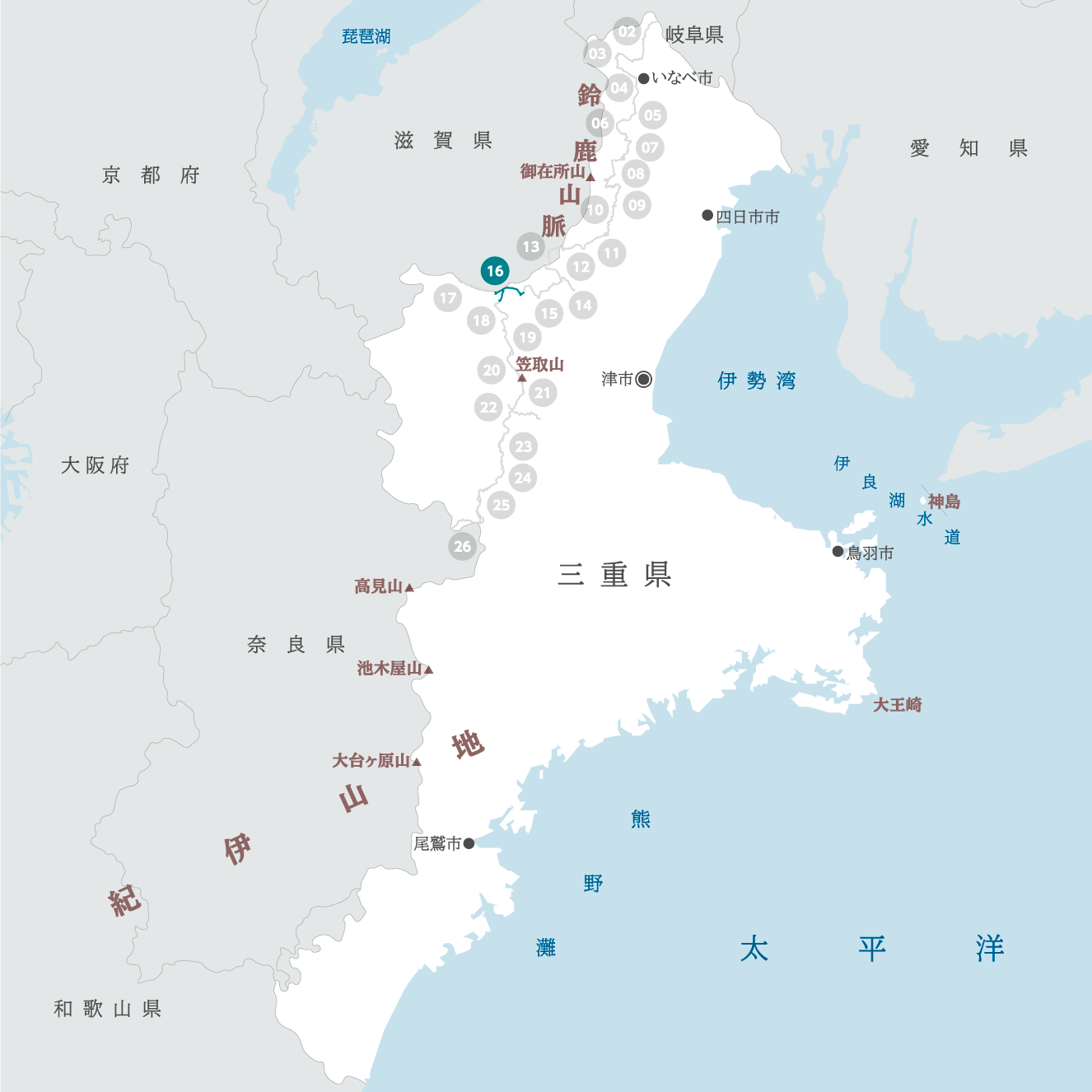 三重県の地図