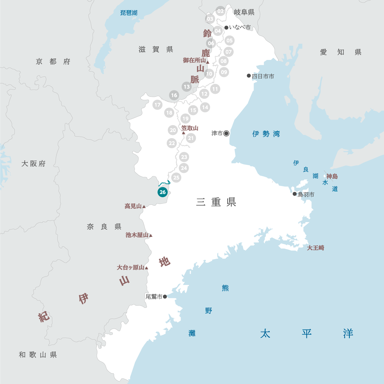 三重県の地図