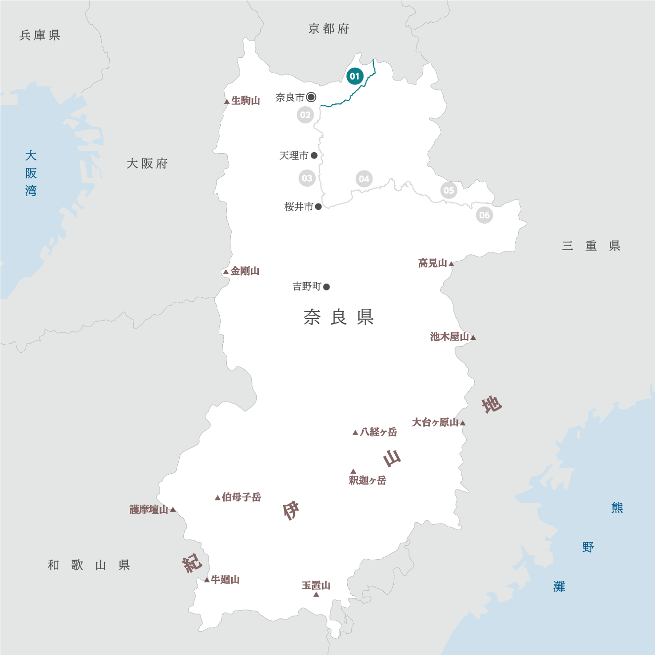 奈良県の地図