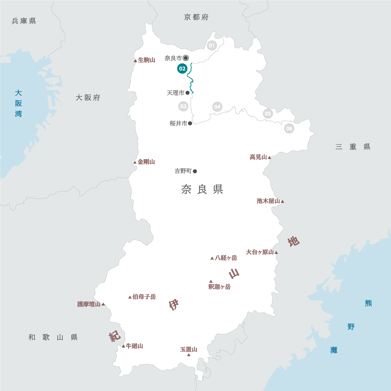 奈良県の地図