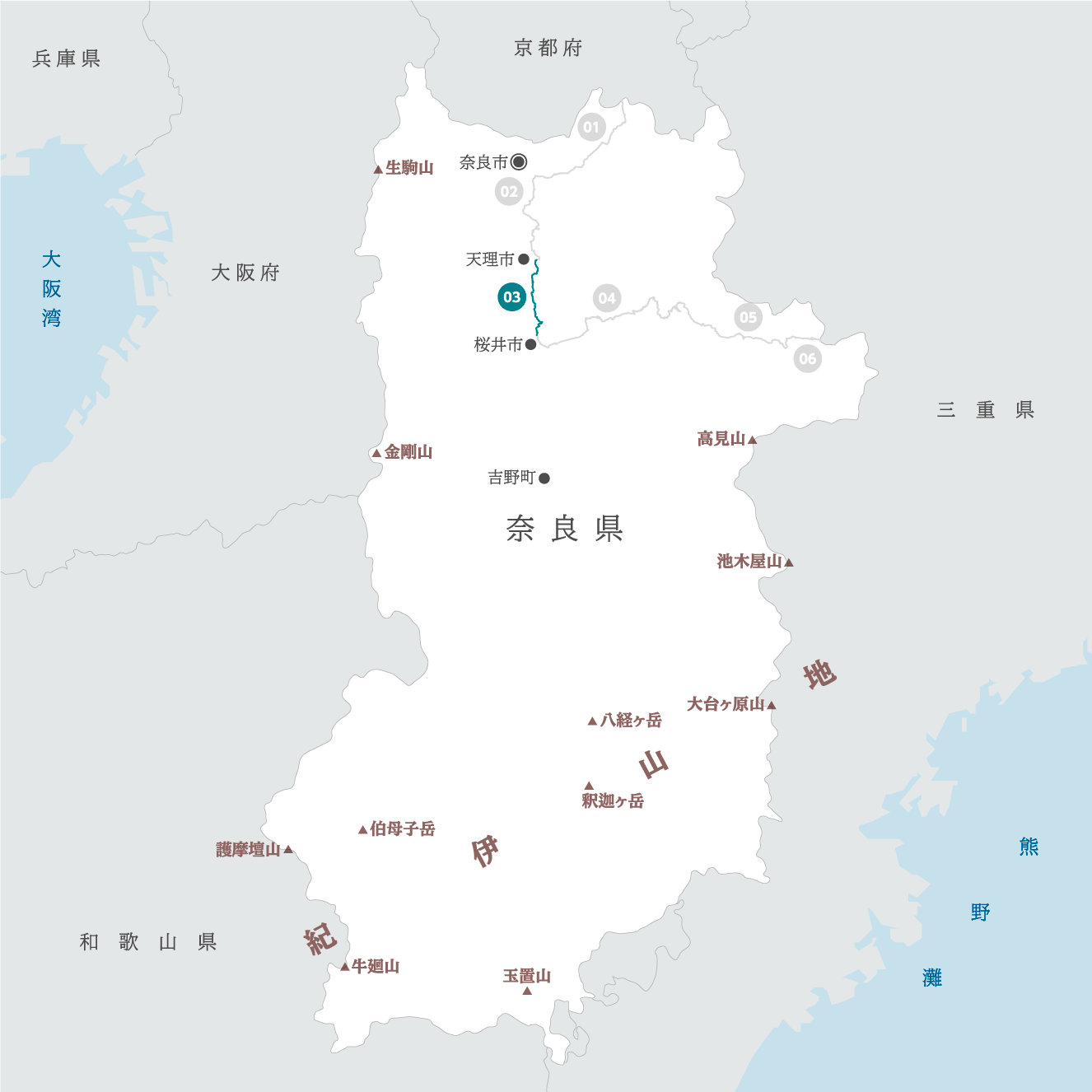 奈良県の地図