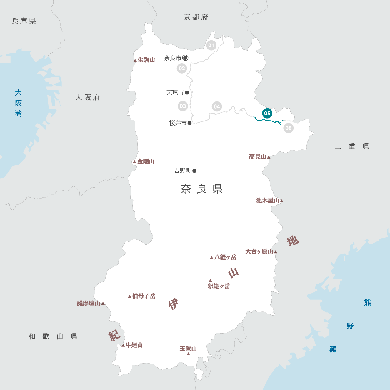 奈良県の地図