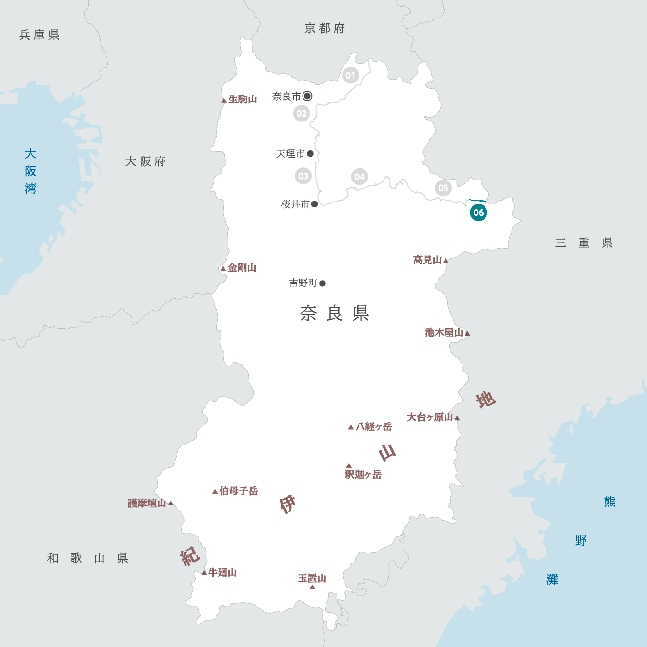 奈良県の地図
