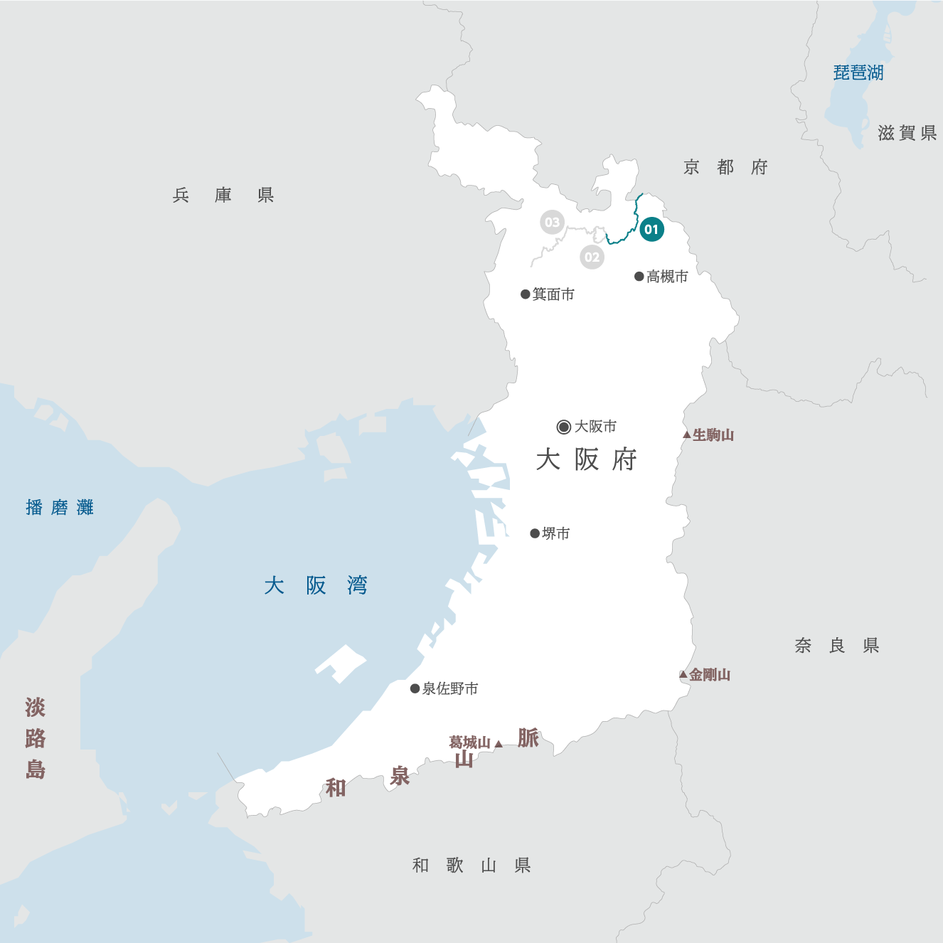 大阪府の地図