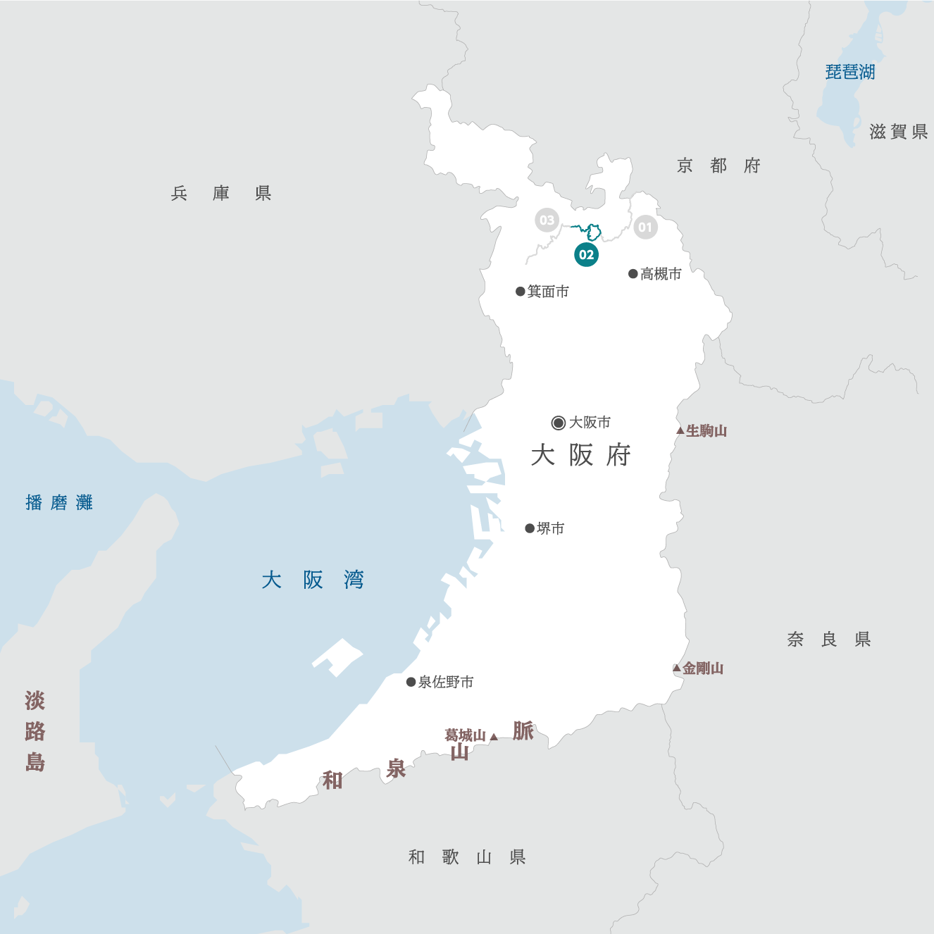 大阪府の地図