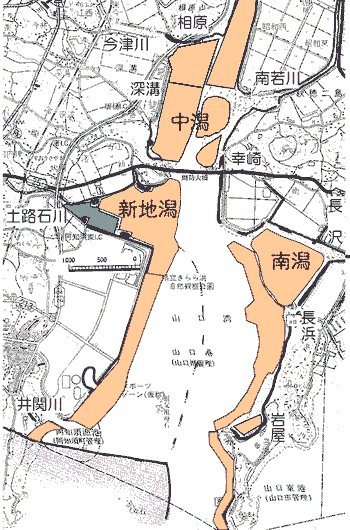 椹野川河口干潟の分布図