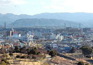 市街から眺める神於山