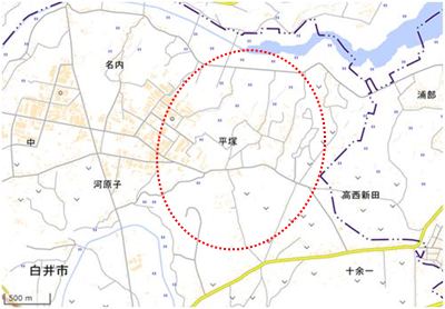 平塚地区の里山・谷津田 位置図