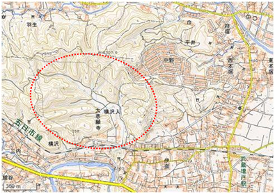 横沢入里山保全地域 位置図