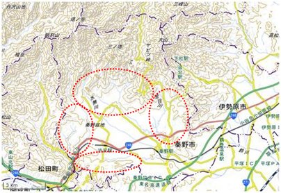 秦野市域内の里山 位置図