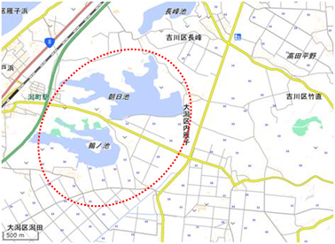 朝日池・鵜ノ池周辺 位置図