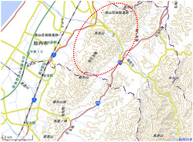 櫛形山脈・蔵王山塊 位置図