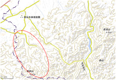 鞍掛山・滝ヶ原地区 位置図