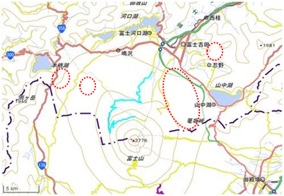 富士山北麓の草原 位置図