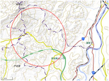 永江（大平山等一帯の里山） 位置図