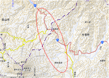 開田高原~日和田高原 位置図