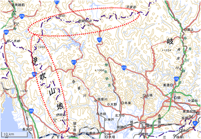 能郷白山・伊吹山地の里山 位置図