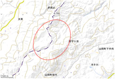 田代山、黒の田湿地 位置図