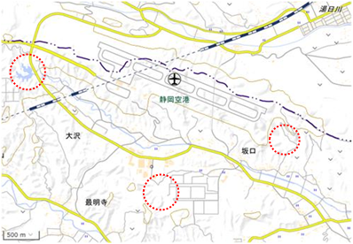 水ヶ谷池・赤坂池・千頭ヶ谷池 位置図