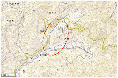 四谷の千枚田 位置図