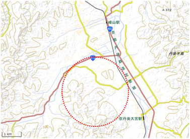 大宮町善王寺地区及び峰山町長岡地区 位置図