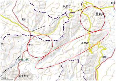 妙見山・初谷川 位置図