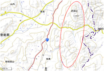 歌垣山山麓～地黄湿地 位置図