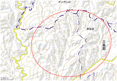 ポンポン山・本山寺・釈迦岳 位置図