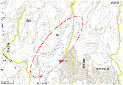 摂津峡・原城山 位置図