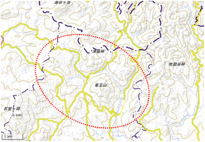 竜王山周辺・安威川上流部 位置図