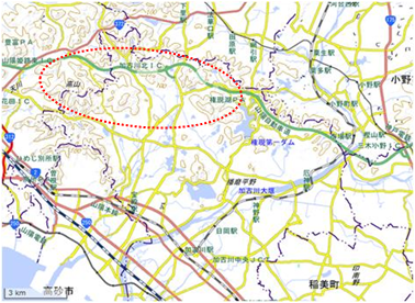 加古川市北部の里山群 位置図