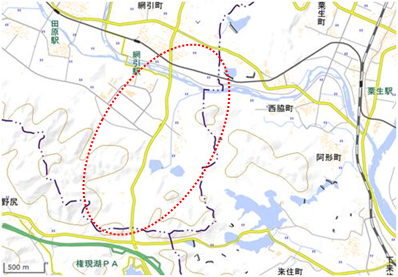 糠塚山・あびき湿原 位置図