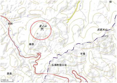 星上山の照葉樹林帯 位置図