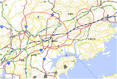 岡山市域内の里地里山 位置図