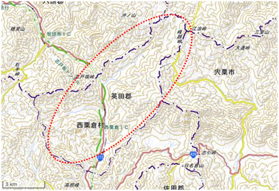 西粟倉村百年の森林 位置図