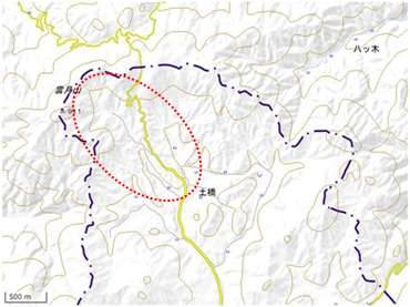 雲月山 位置図