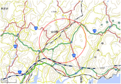 椹野川上流域の里地里山 位置図