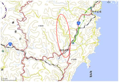 四万十川上流域 位置図