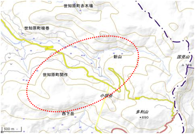 開作の水田・平川原溜池 位置図